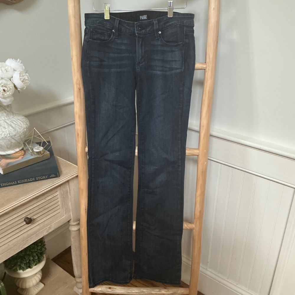 Paige Manhattan Bootcut Jeans Dark Wash Blue Size 27 Made in USA Stretch Denim
